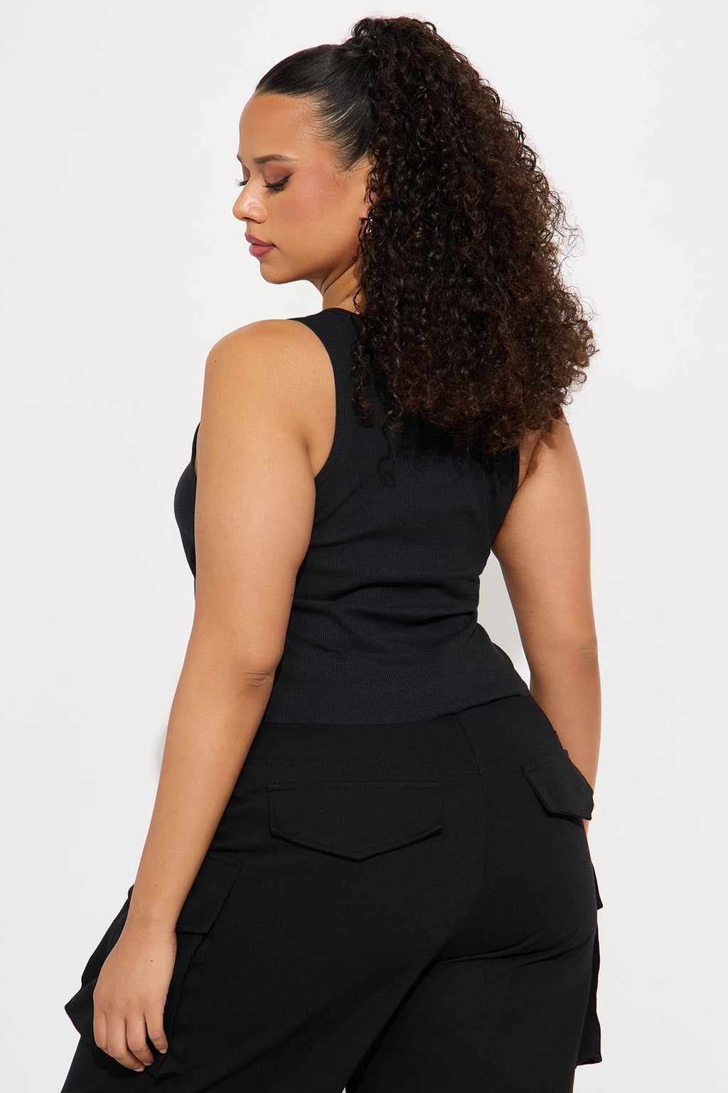 No Bra Club Ribbed Tank Top - Black