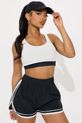 Cross Court Elevate Double Layered Sports Bra - White/Black