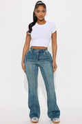 Giving Off Vibes Stretch Flare Jeans - Dark Wash