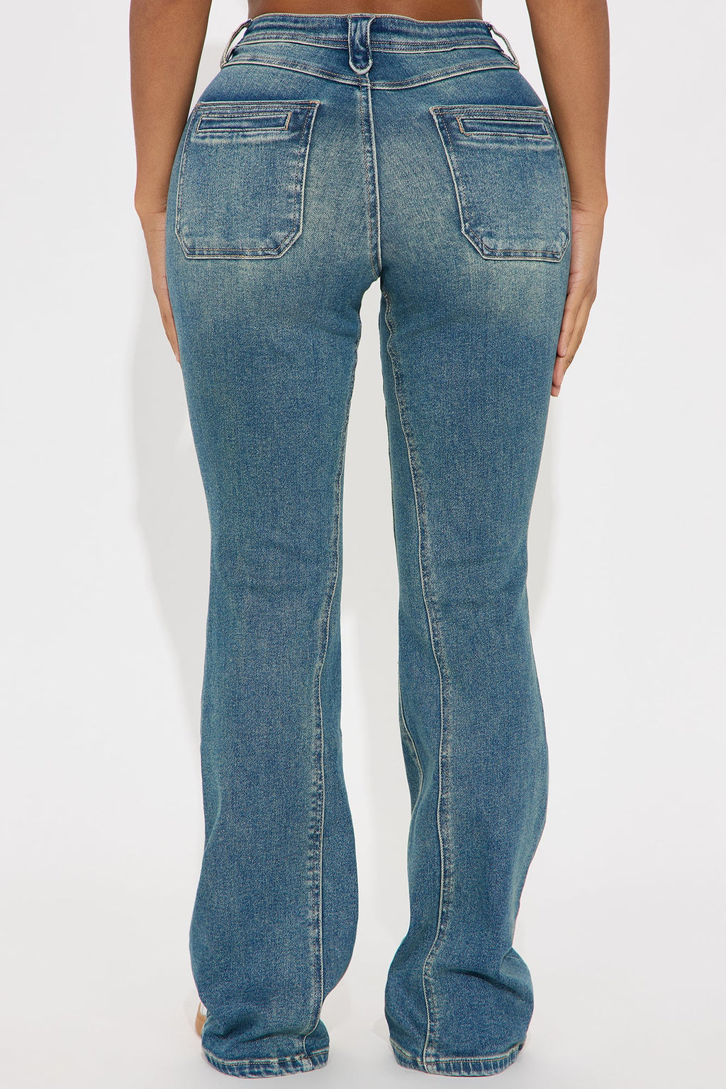 Giving Off Vibes Stretch Flare Jeans - Dark Wash