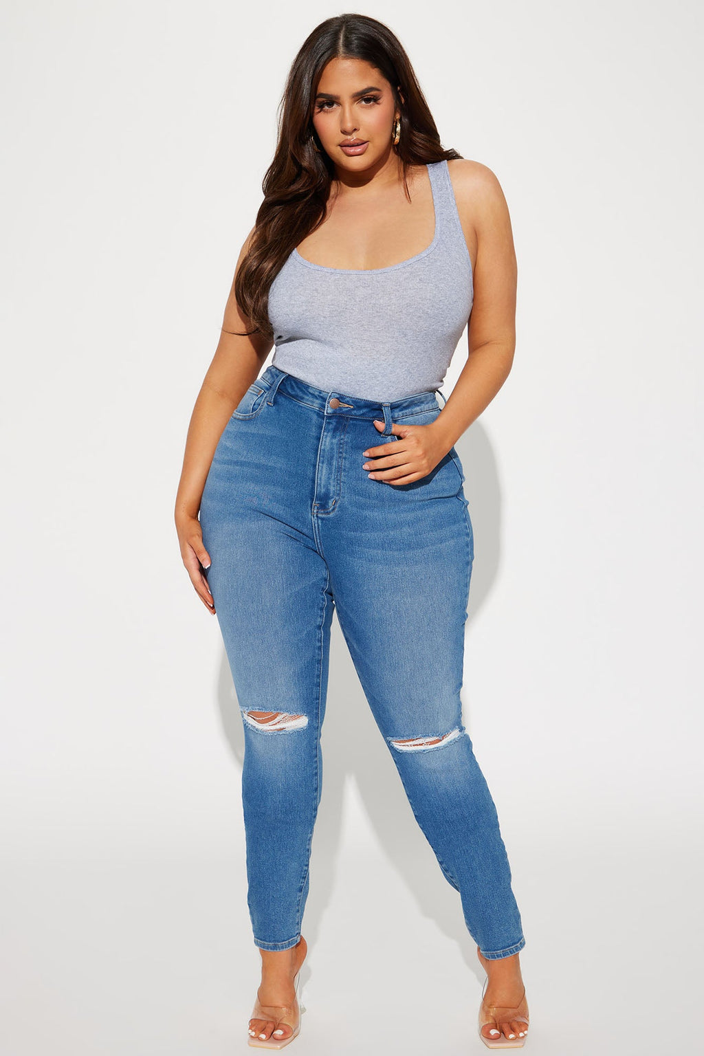 Zoey Racer Back Tank - HeatherGrey