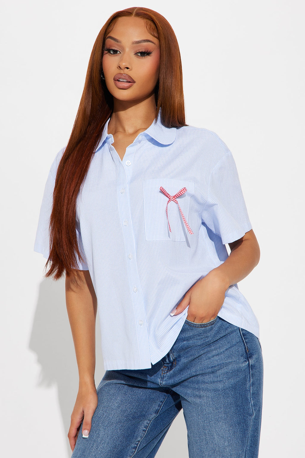 So Cutesy Striped Shirt - Blue/combo