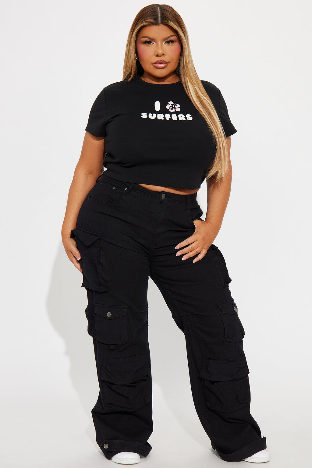 I Love Surfers Baby Tee - Black