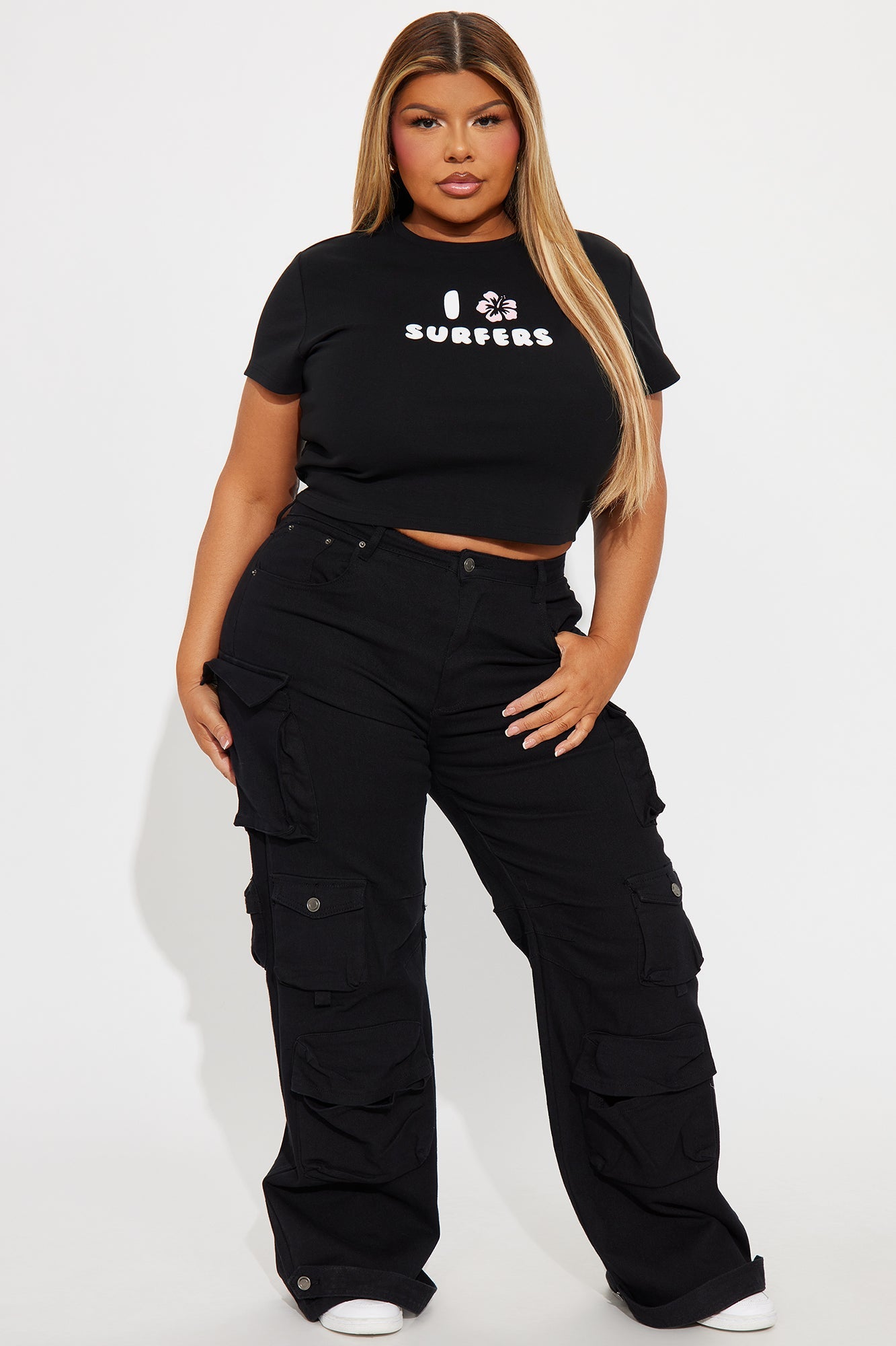 I Love Surfers Baby Tee - Black