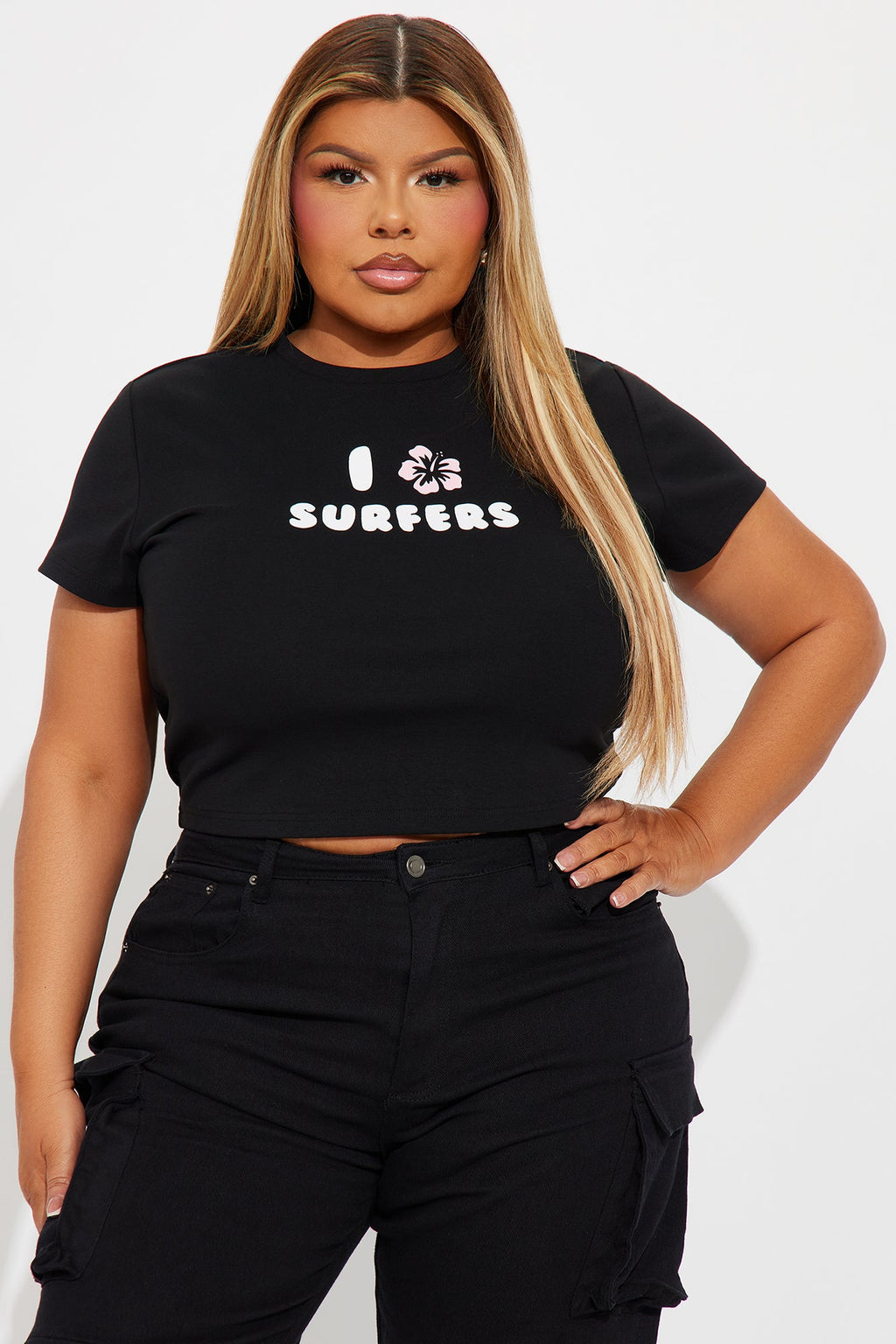 I Love Surfers Baby Tee - Black