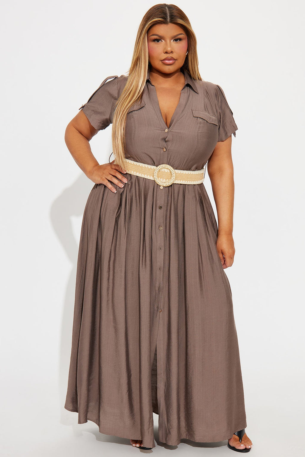 Laurel Linen Maxi Shirt Dress - Brown