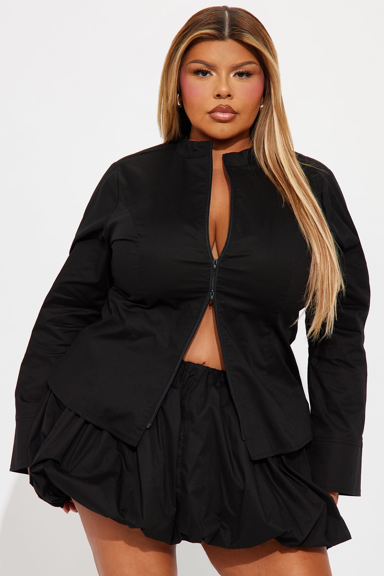 Kara Bubble Mini Skirt Set - Black