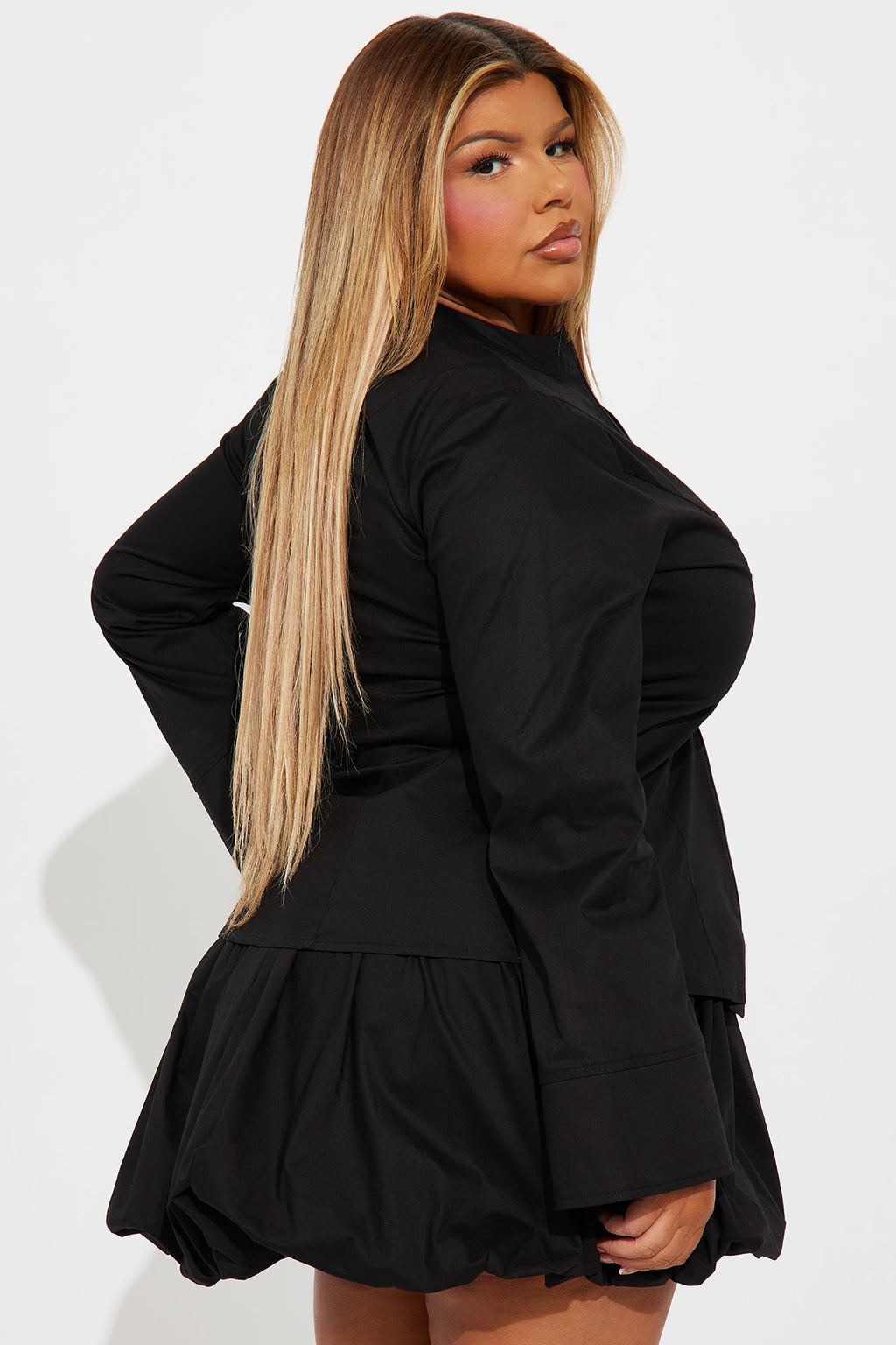 Kara Bubble Mini Skirt Set - Black