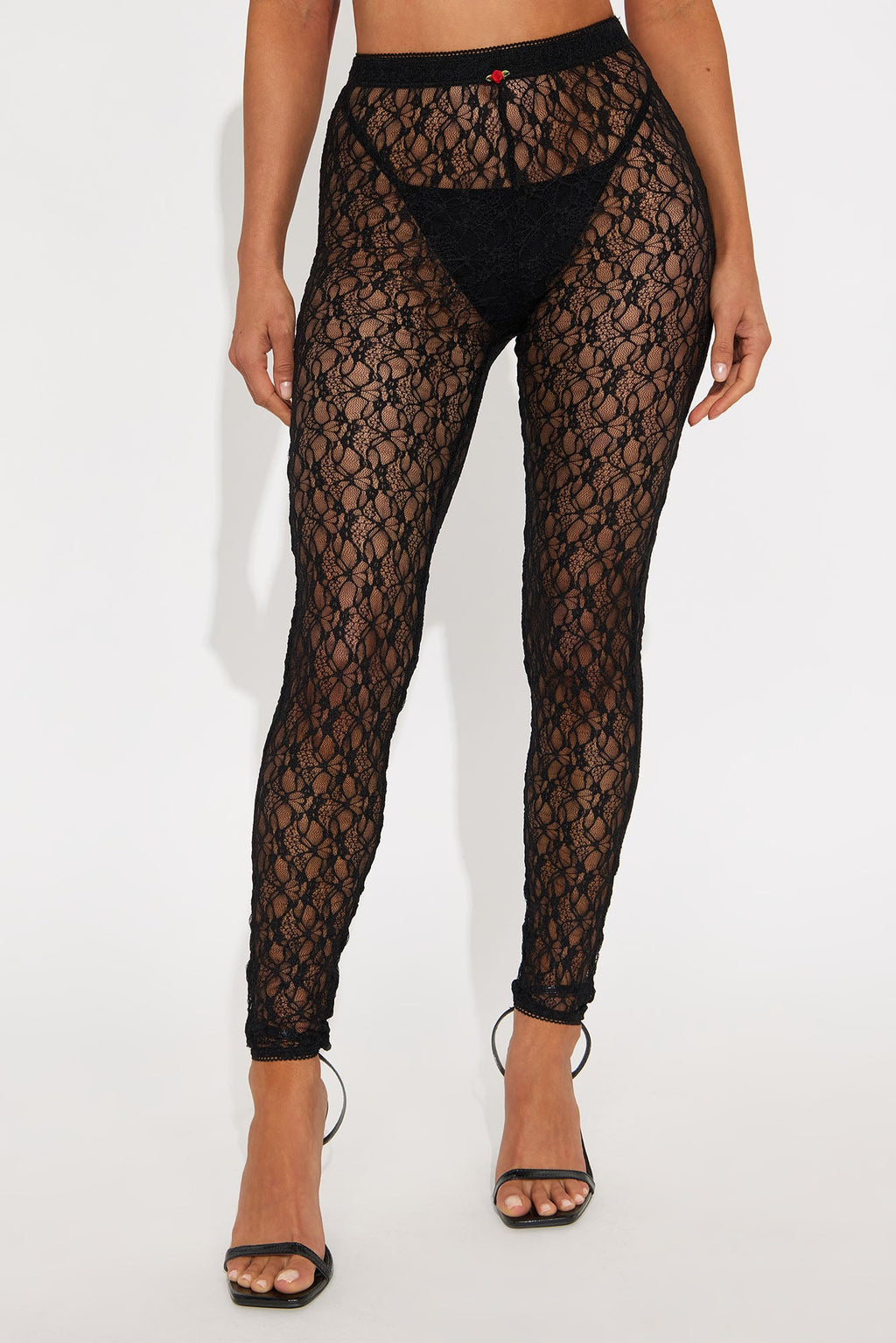 In A Mood Sheer Lace Leggings - Black