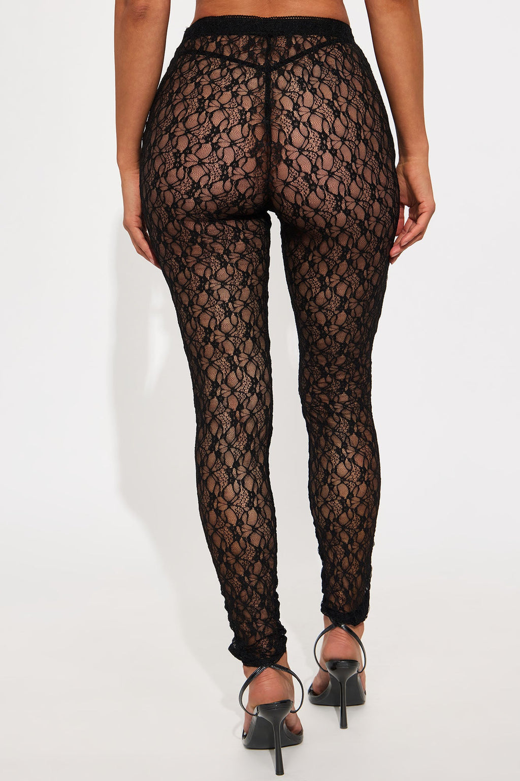 In A Mood Sheer Lace Leggings - Black