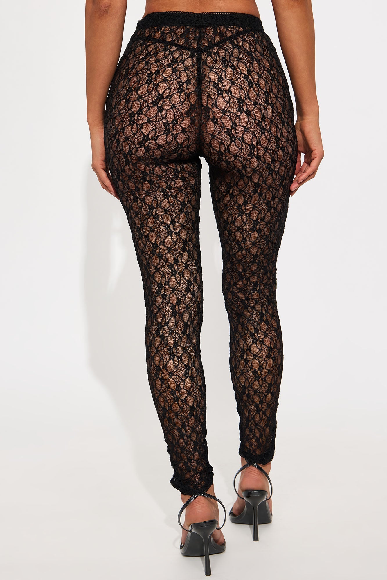 In A Mood Sheer Lace Leggings - Black