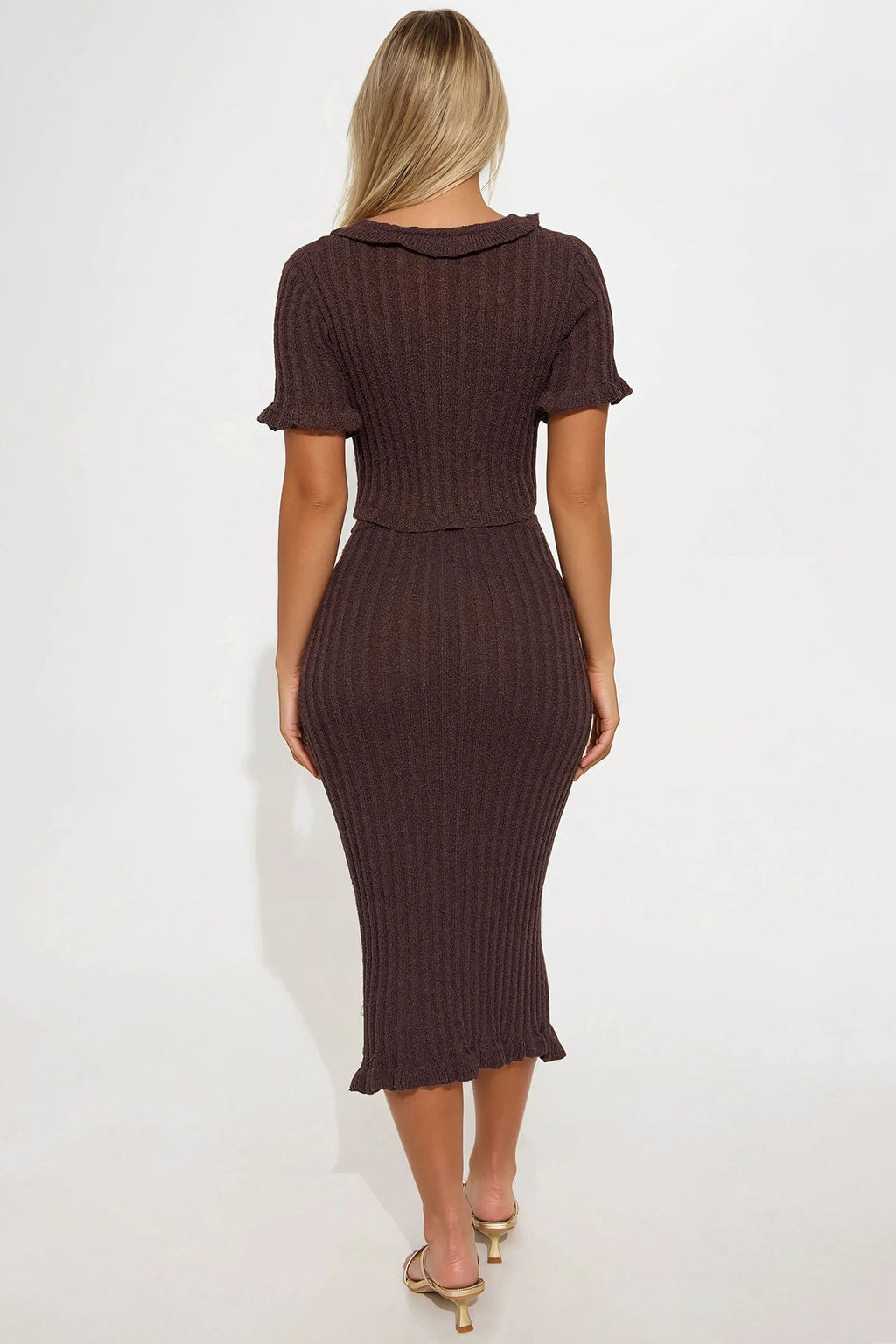 Brunch Mimosas Midi Skirt Set - Chocolate