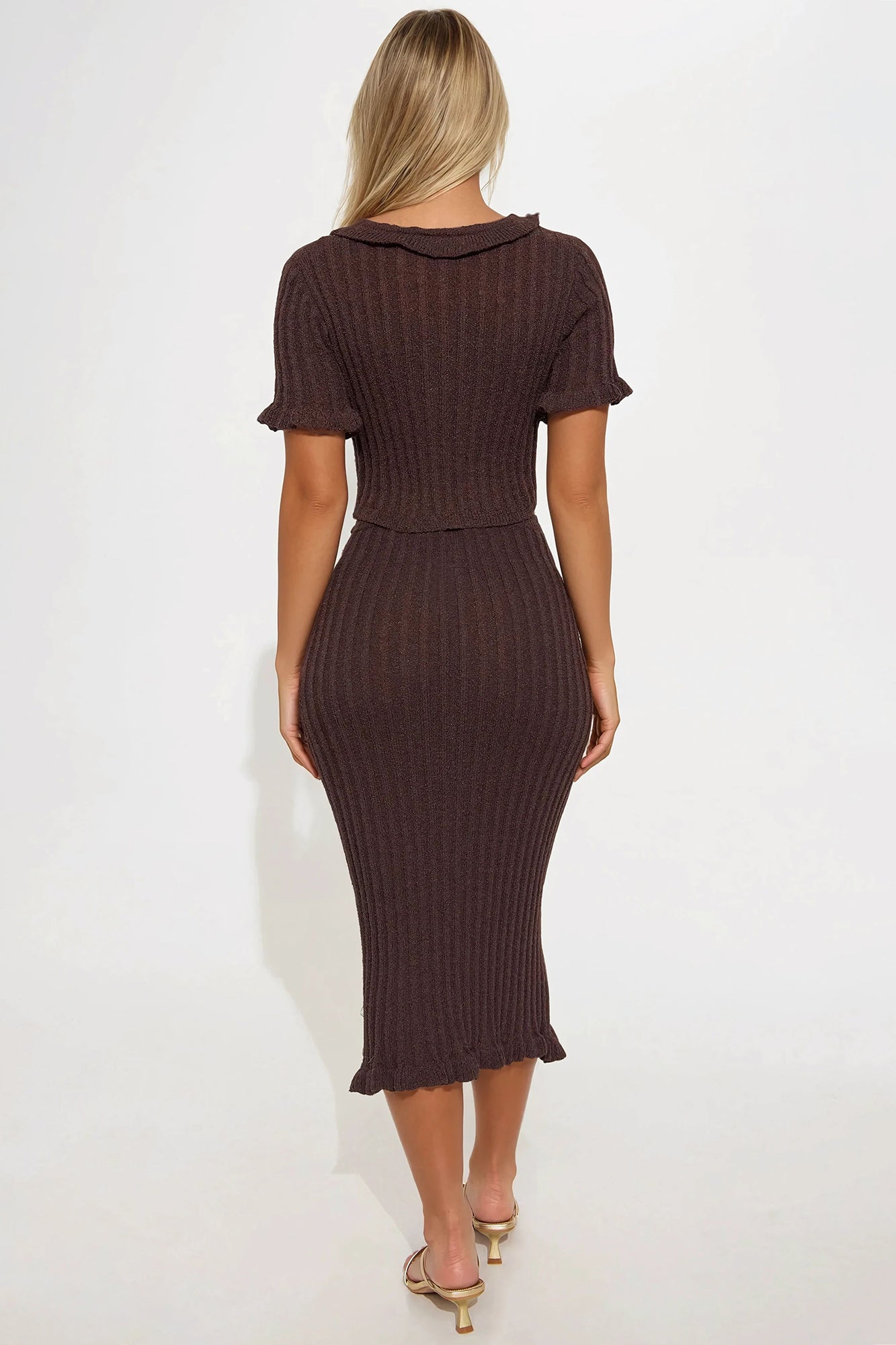 Brunch Mimosas Midi Skirt Set - Chocolate