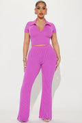 Josie Ribbed Pant Set - Magenta