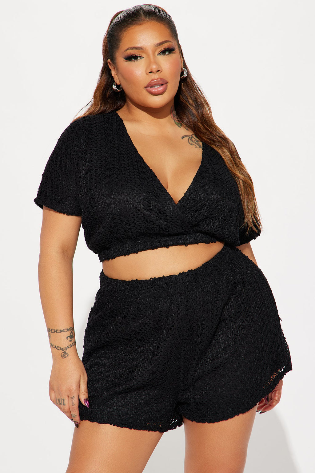 Keep It Cool Crochet Short Set - Black