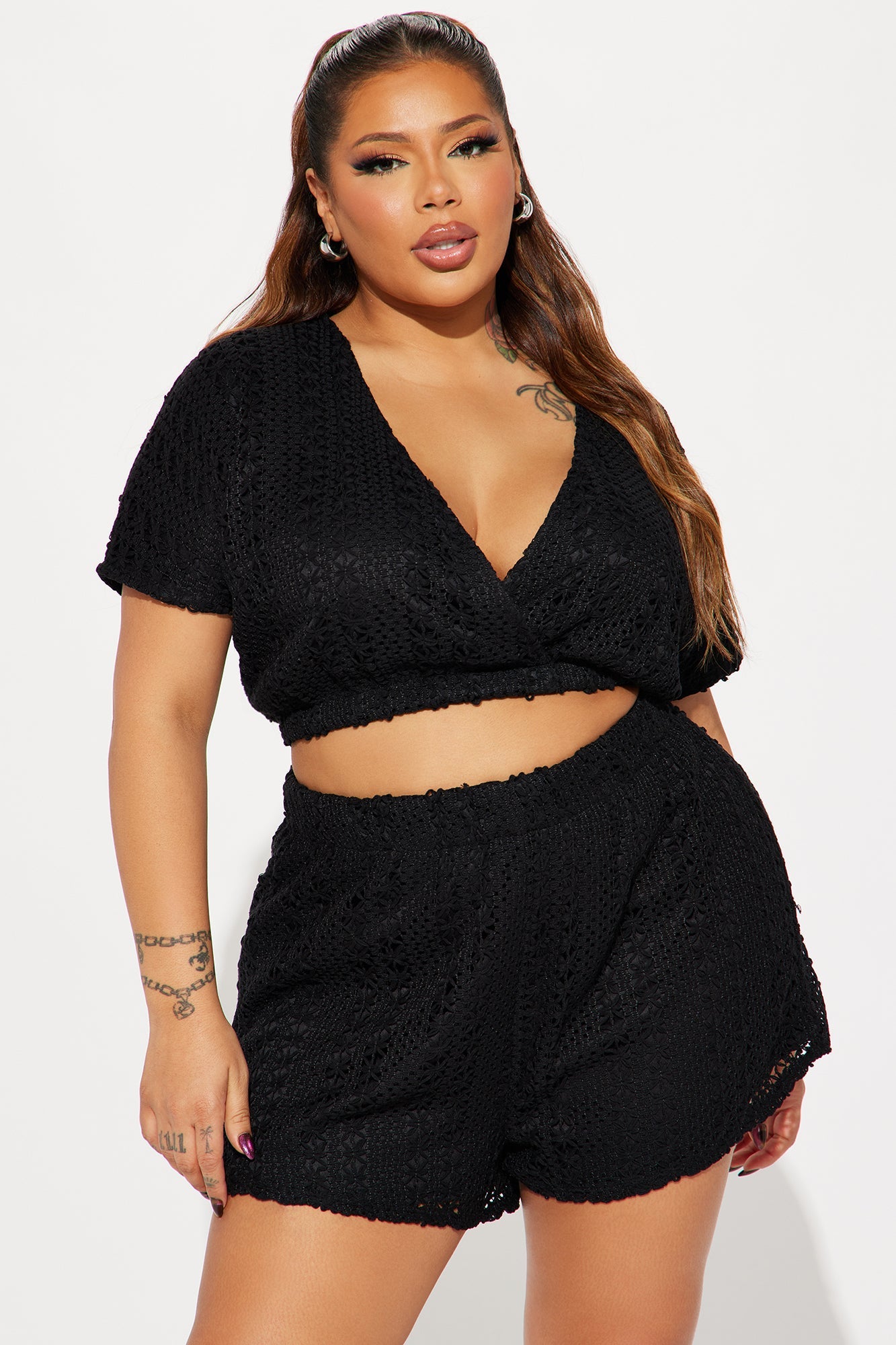 Keep It Cool Crochet Short Set - Black