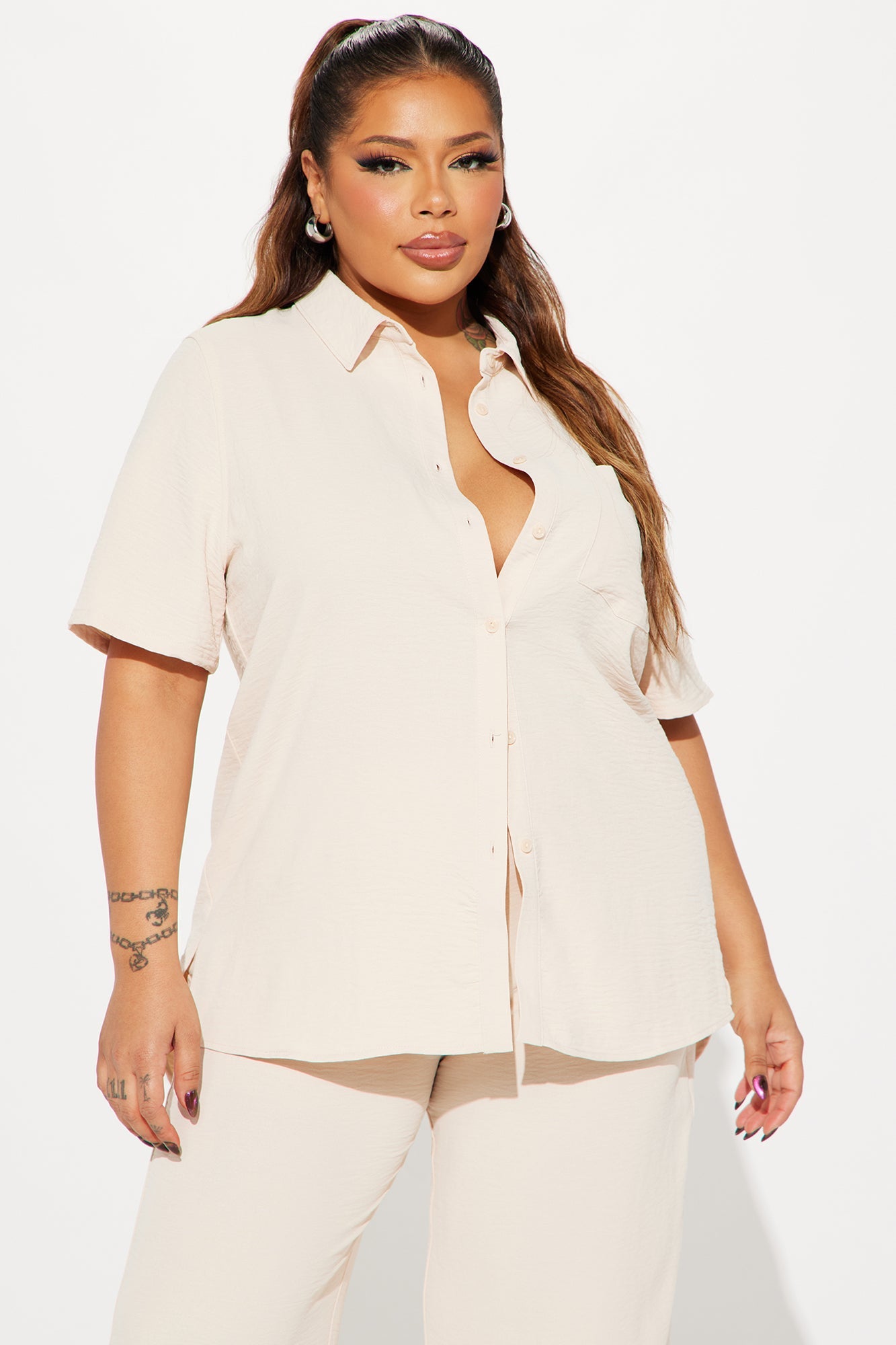 Makenzie Short Sleeve Pant Set - Oatmeal