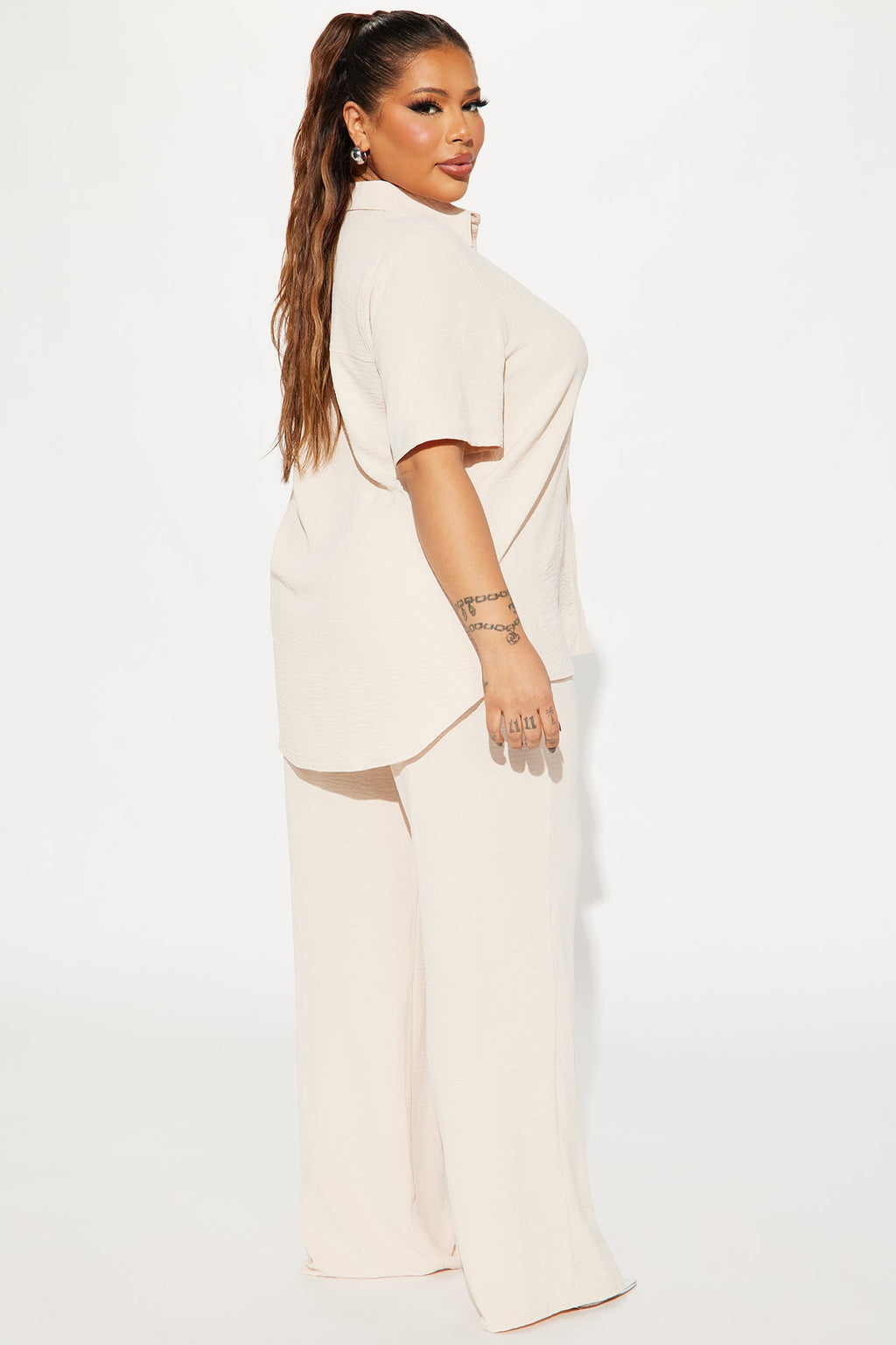 Makenzie Short Sleeve Pant Set - Oatmeal