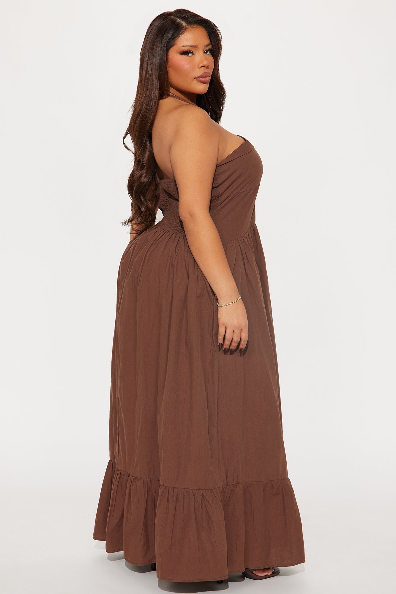 Kylie Halter Maxi Dress - Brown