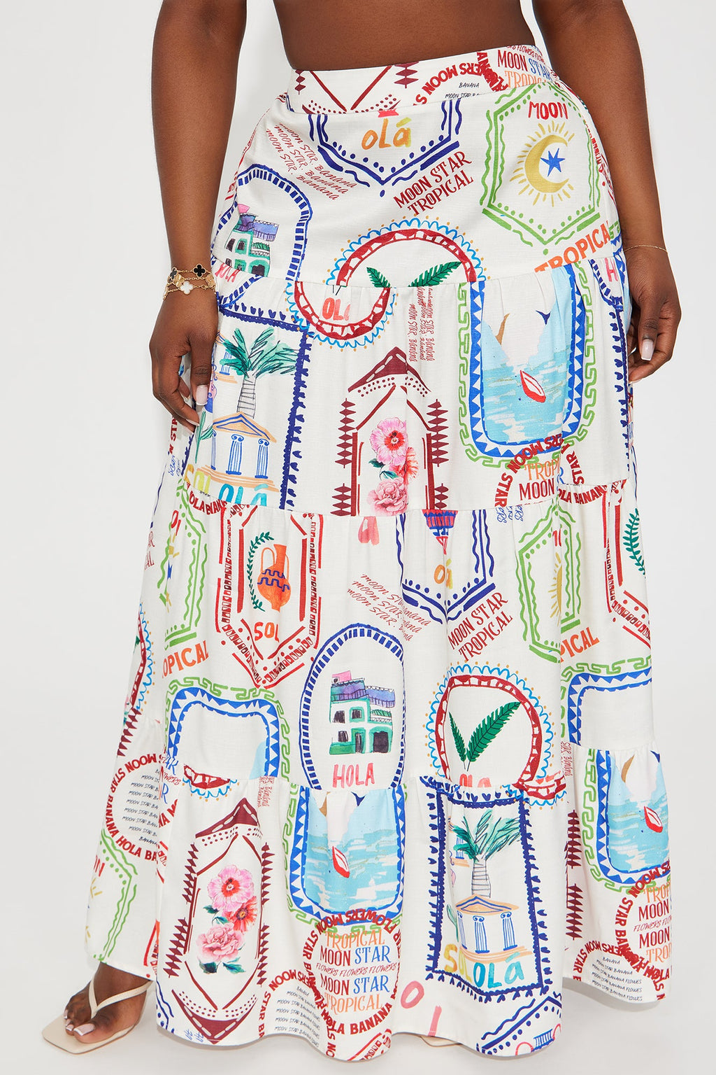Take Me Away Tiered Maxi Skirt - Multi Color