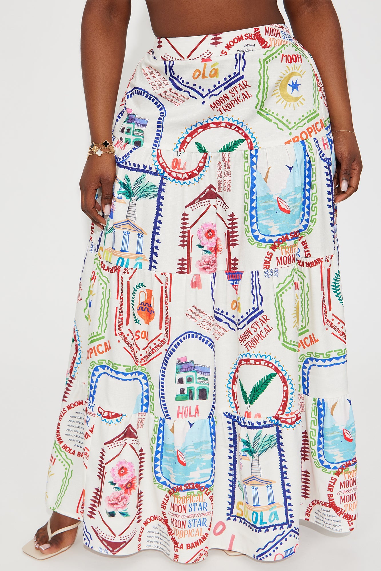 Take Me Away Tiered Maxi Skirt - Multi Color