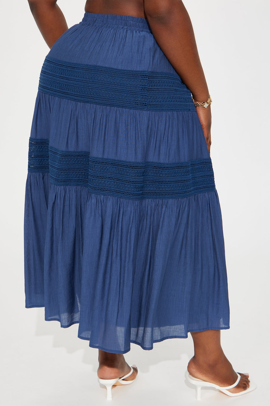 Vivienne Tiered Gauze Midi Skirt - Navy