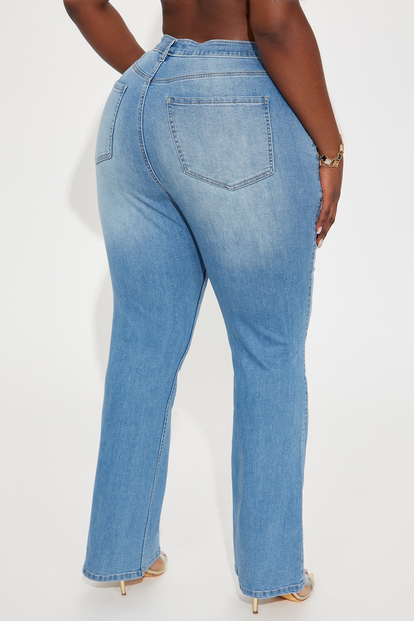 Nadiya Stretch Ripped Flare Jeans - Medium Wash