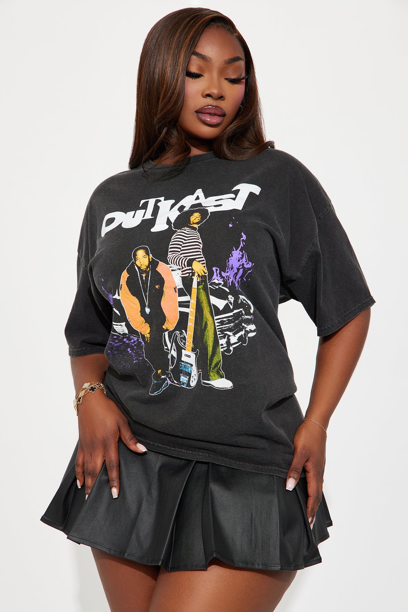Outkast Washed Oversized Tee - Black