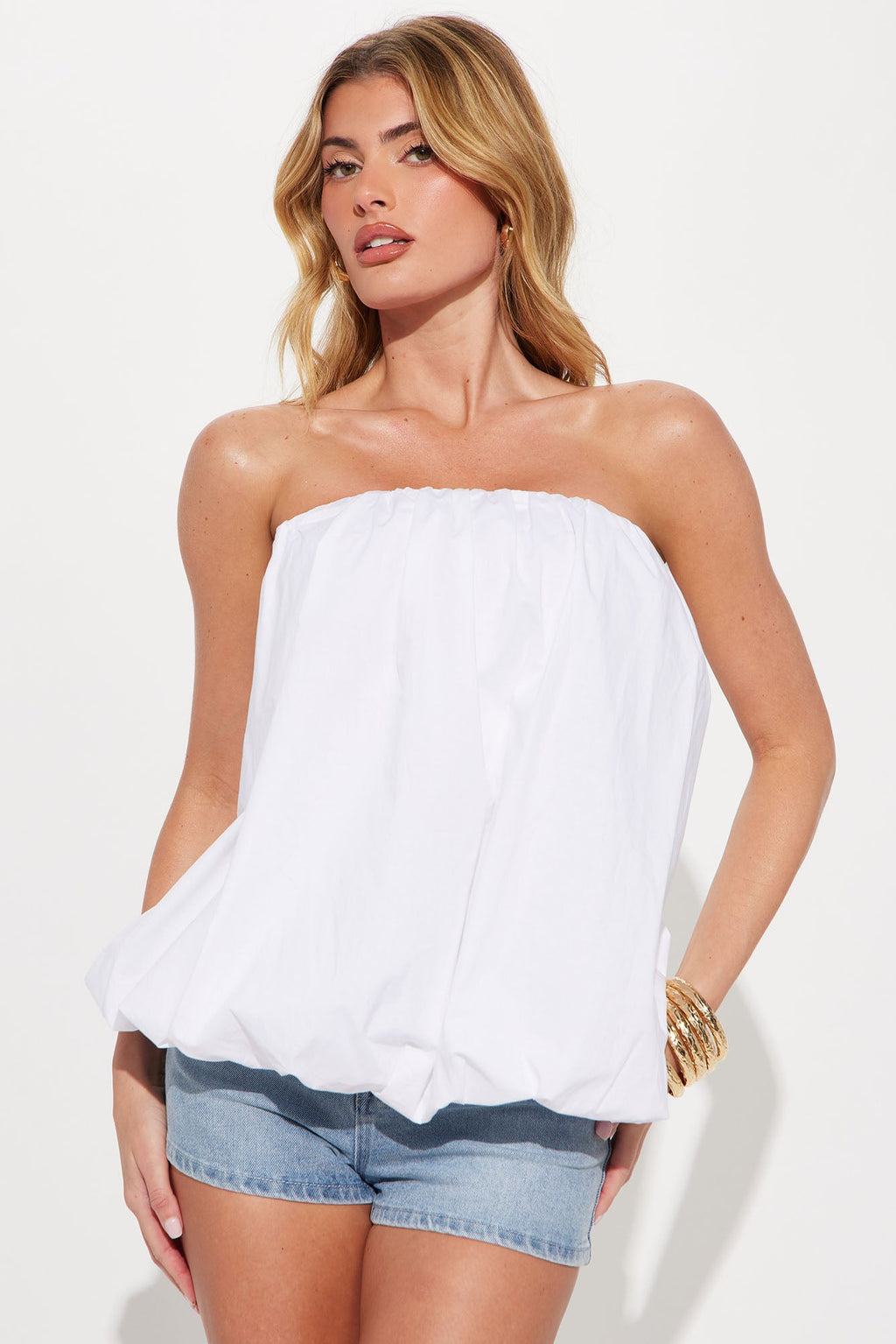 Brunch Date Bubble Top - White