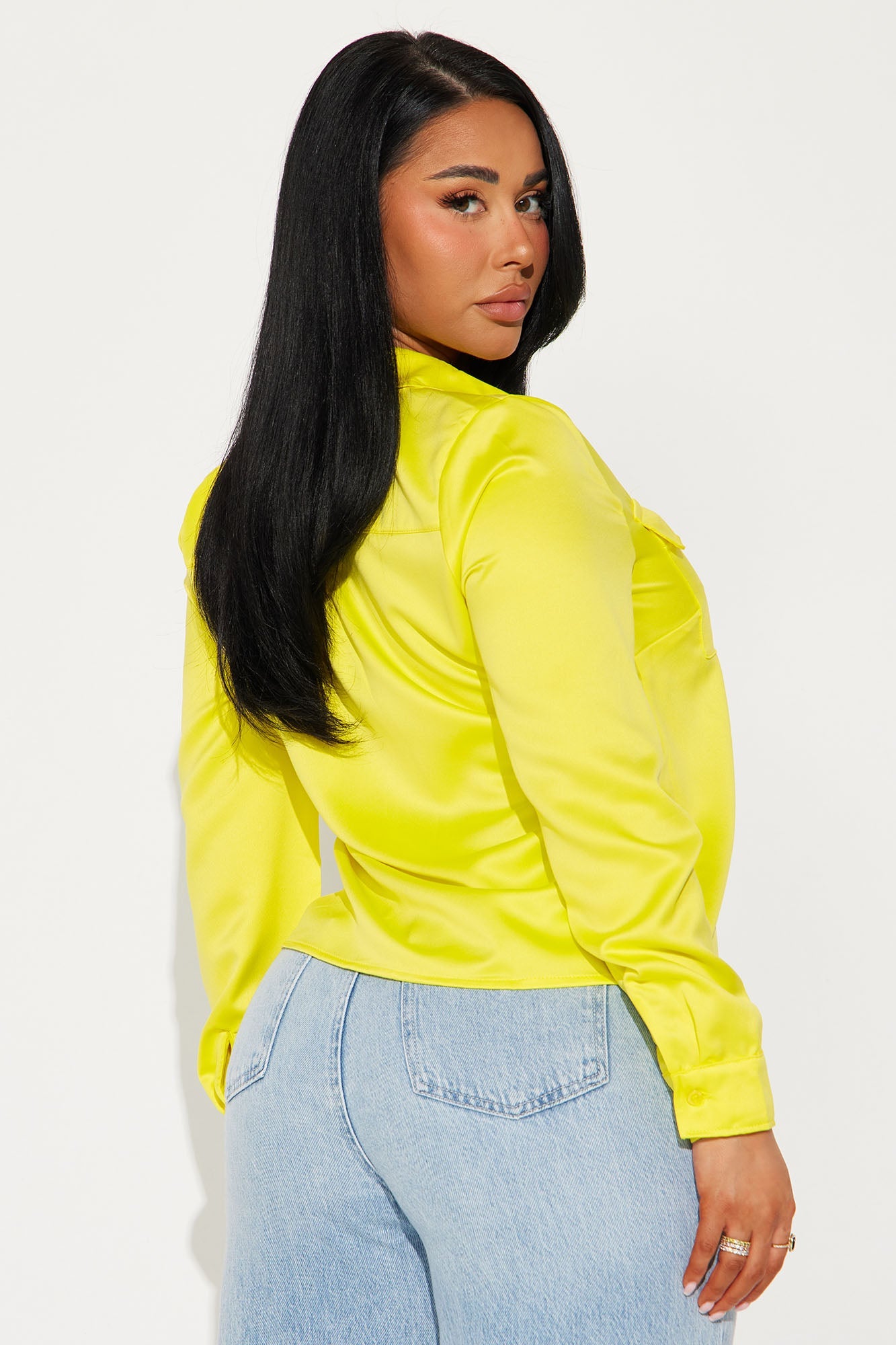 Take Me Away Satin Shirt - Yellow