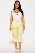 Floria Mesh Capri Legging - Yellow