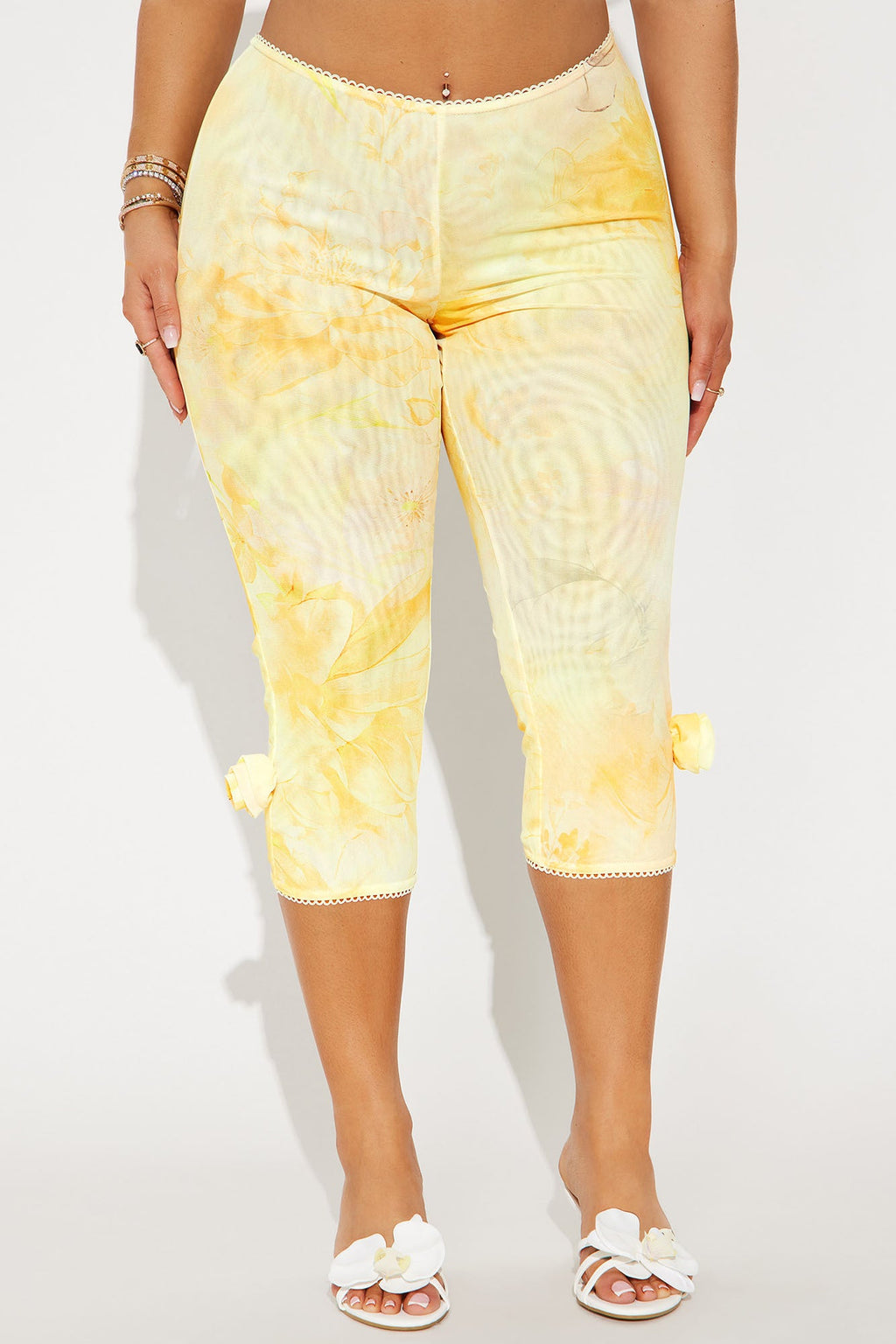 Floria Mesh Capri Legging - Yellow