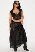 Keep It Sweet Tiered Lace Maxi Skirt - Black