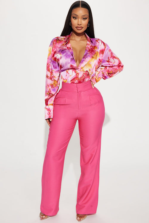 Amethyst Satin Shirt - Pink/combo
