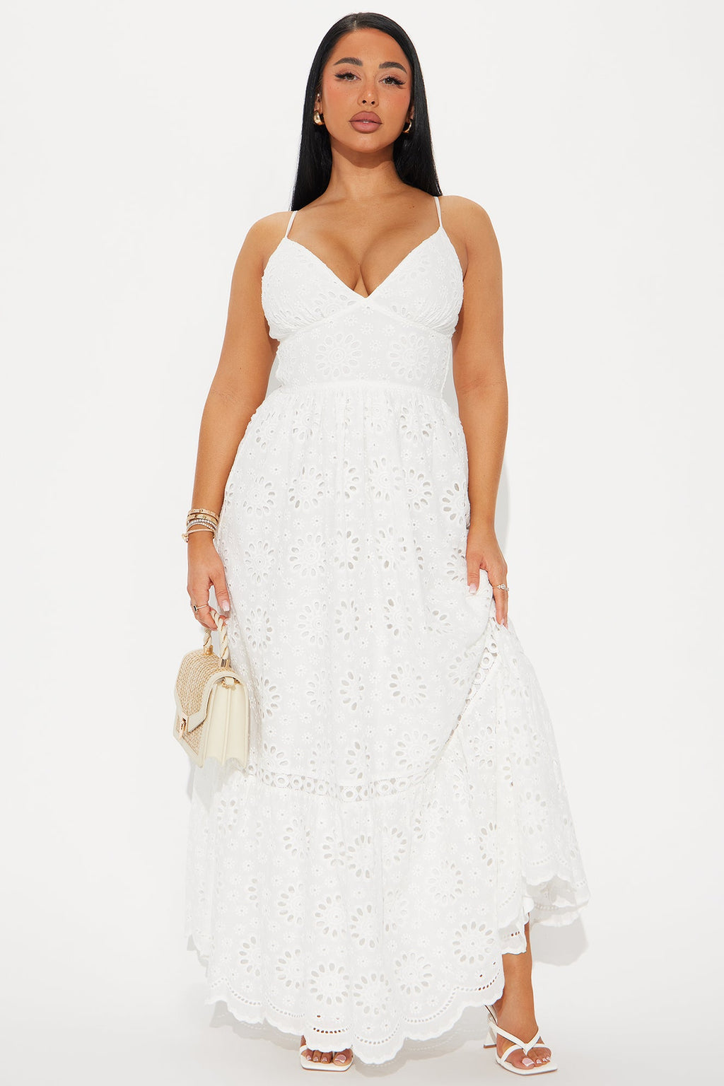 Amber Eyelet Maxi Dress - White