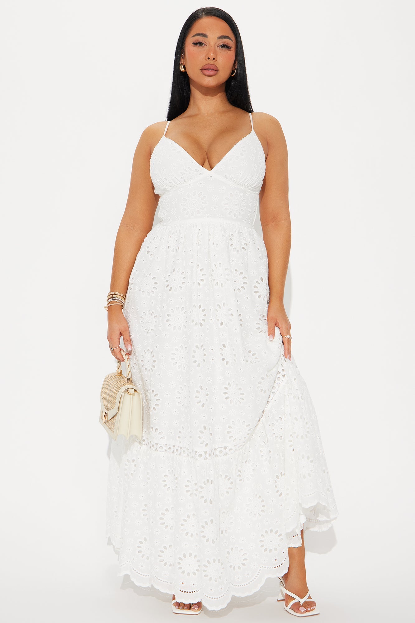 Amber Eyelet Maxi Dress - White