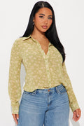Alina Floral Chiffon Shirt - Green/combo