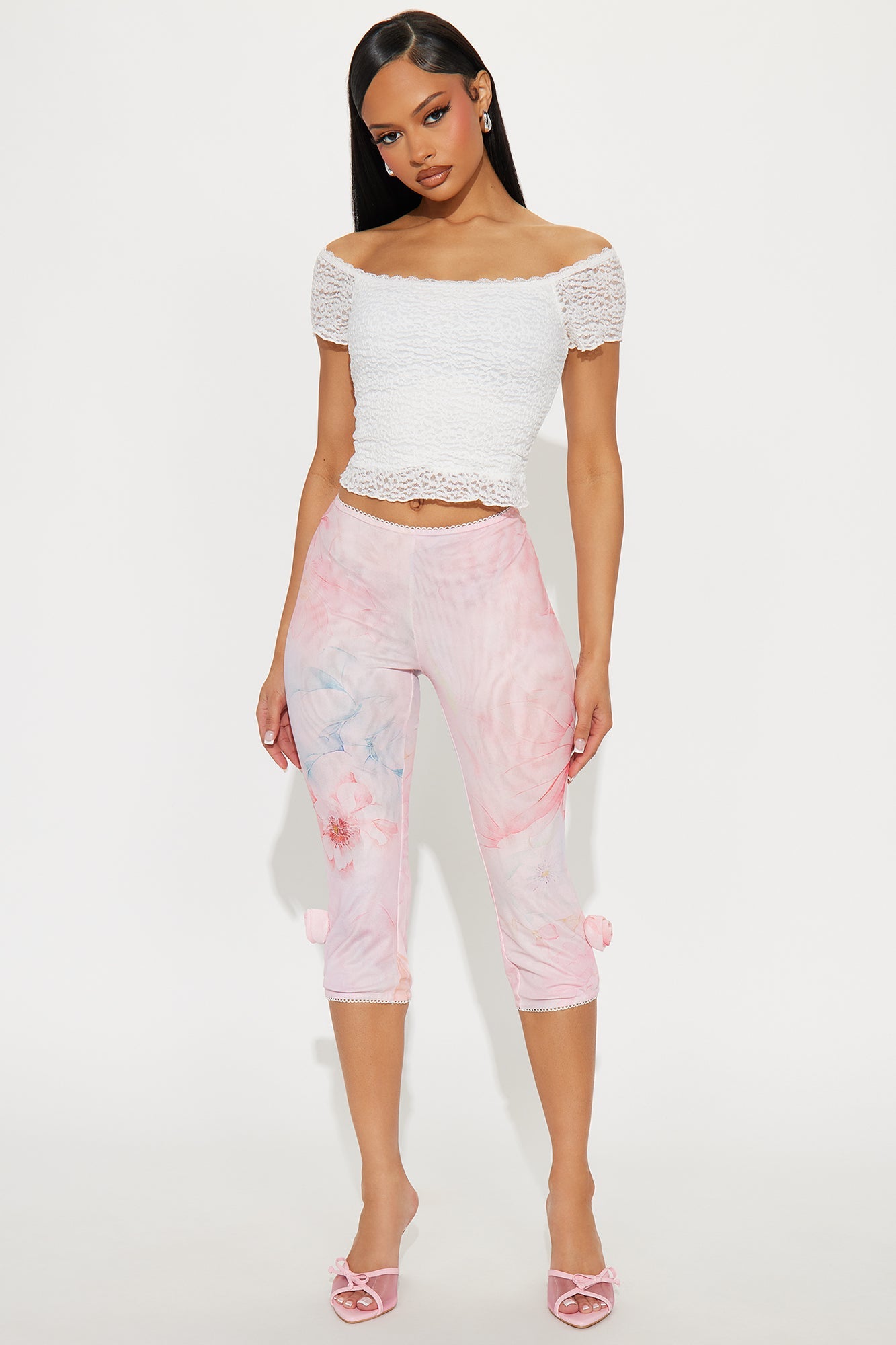 Floria Mesh Capri Legging - Pink