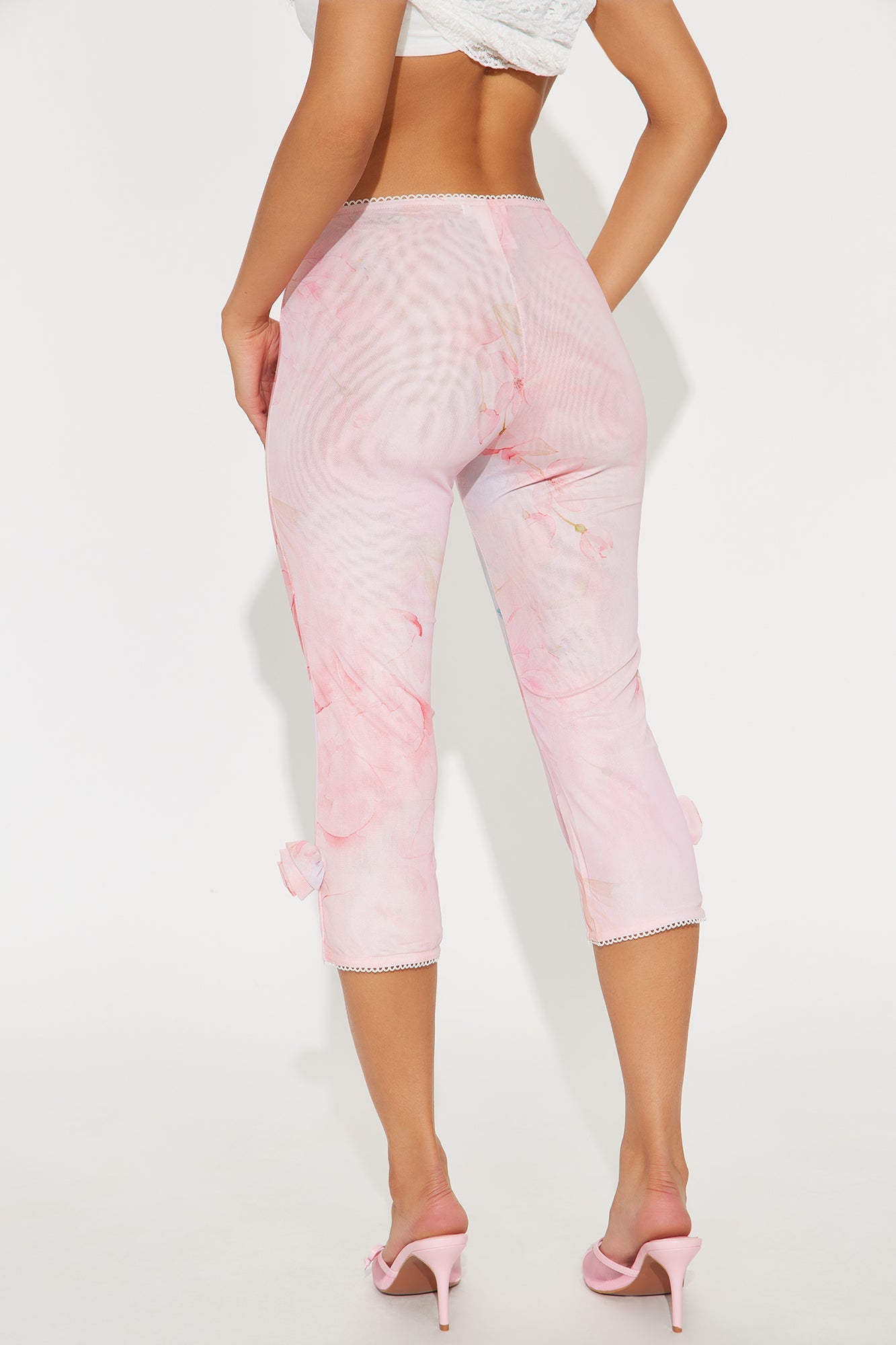 Floria Mesh Capri Legging - Pink