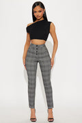 Chasity Plaid Pant - Black/White