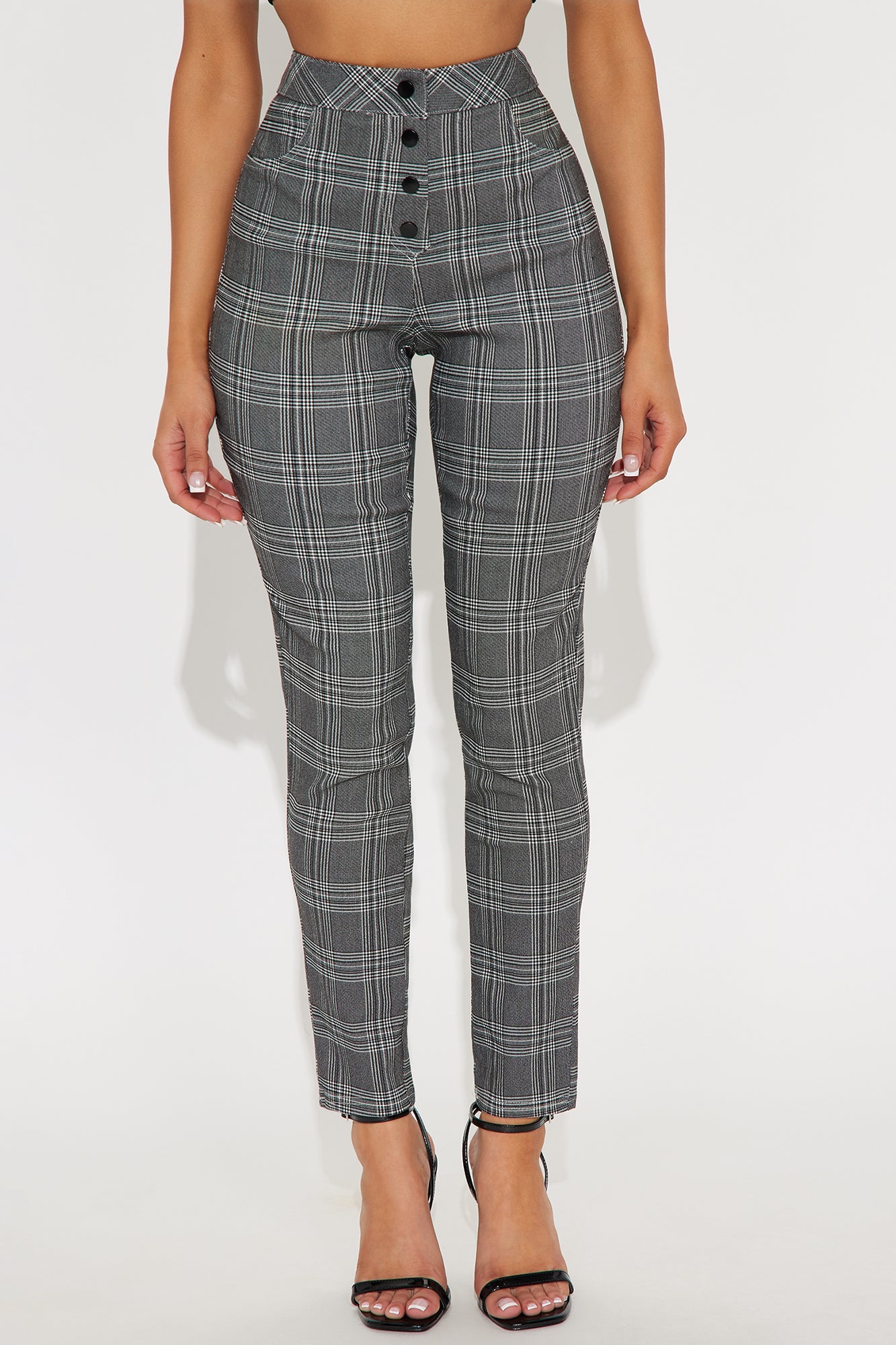 Chasity Plaid Pant - Black/White
