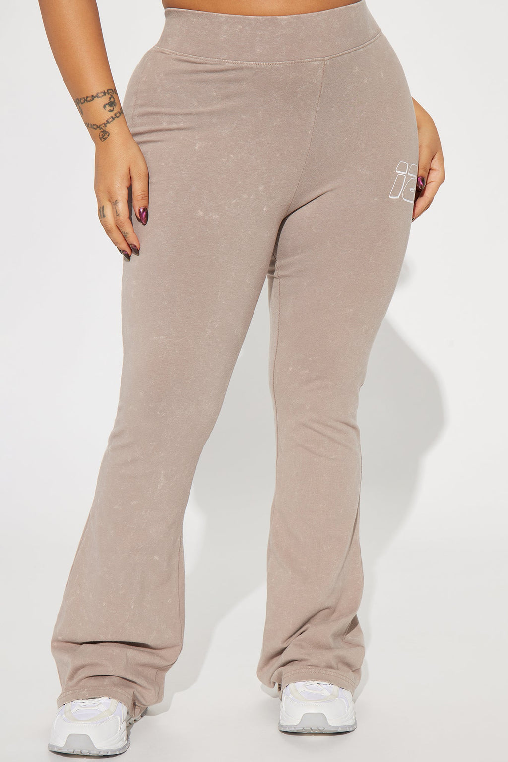 Stay Sporty Washed Wide Leg Pant - Taupe/combo