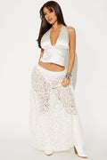 Keep It Sweet Tiered Lace Maxi Skirt - Cream