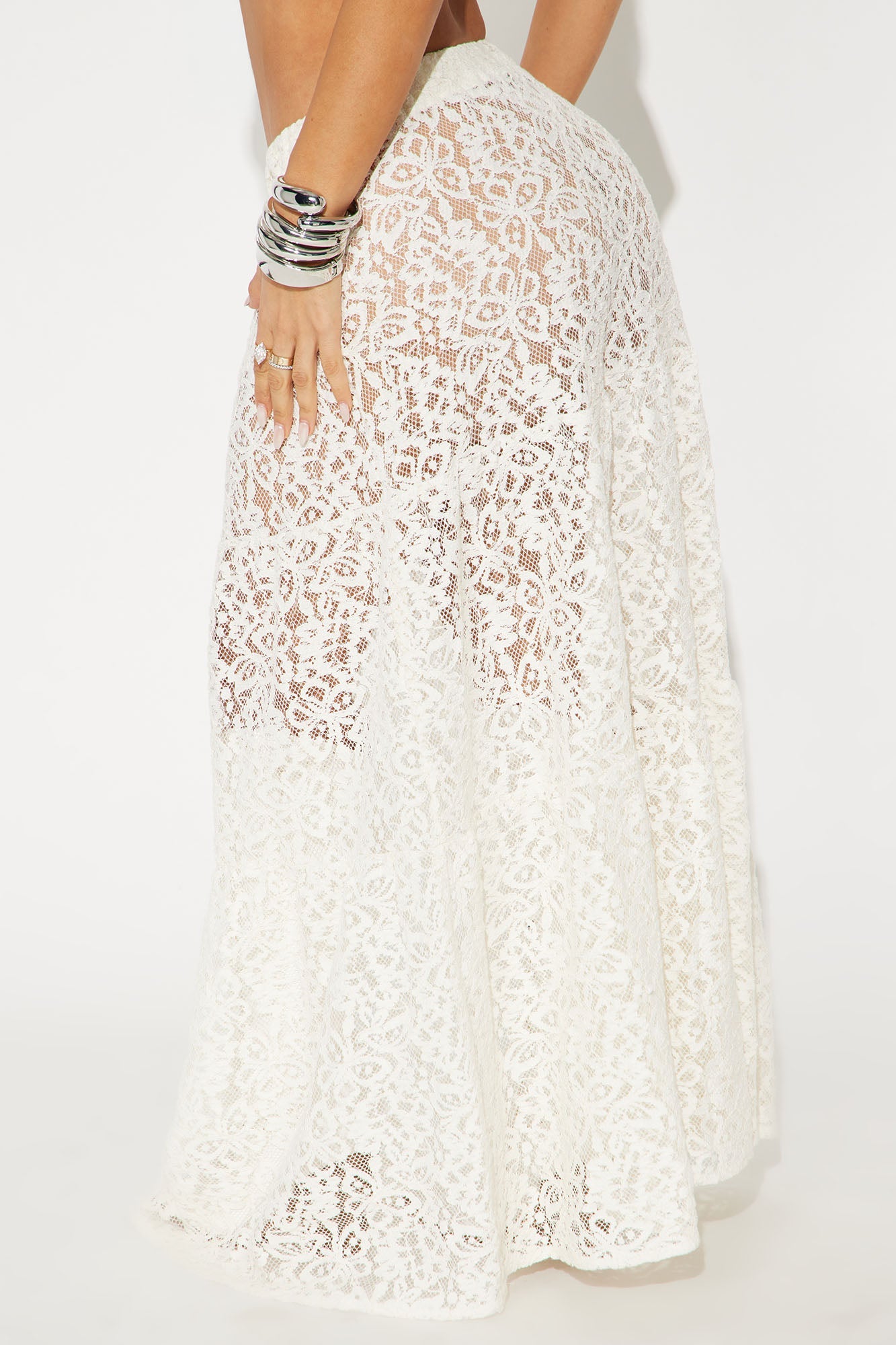 Keep It Sweet Tiered Lace Maxi Skirt - Cream