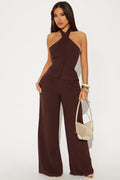 Johanna Linen Pant Set - Brown