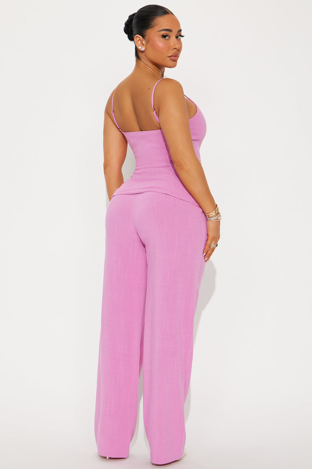 Tegan Linen Vest Pant Set - Pink