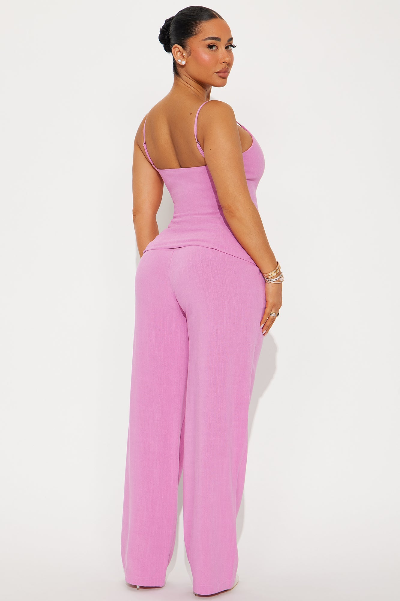 Tegan Linen Vest Pant Set - Pink