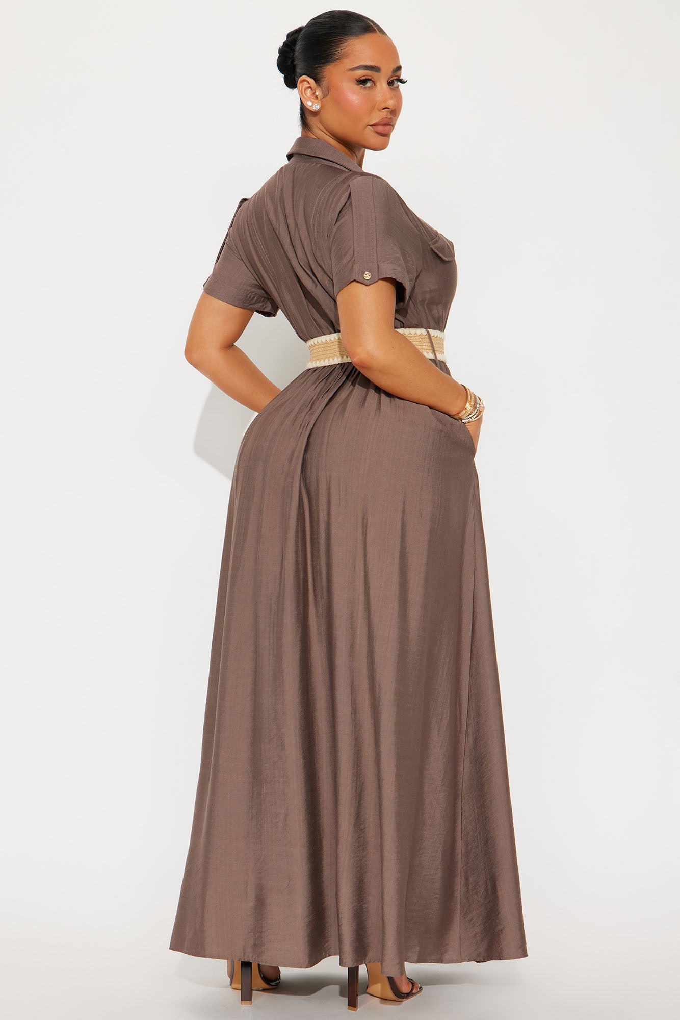 Laurel Linen Maxi Shirt Dress - Brown