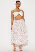 Amara Floral Poplin Midi Skirt - Pink