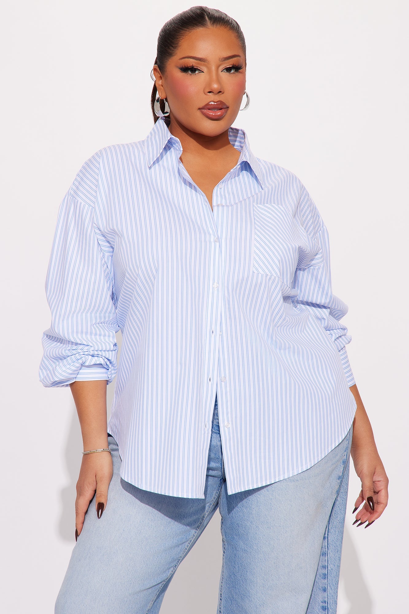 Timeless Stripes Poplin Shirt - White/Blue